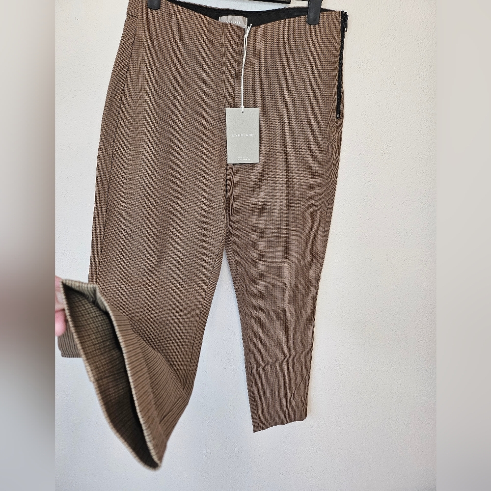 Womens-EVERLANE The Curvy Side-zip Work Pant Brown Houndstooth